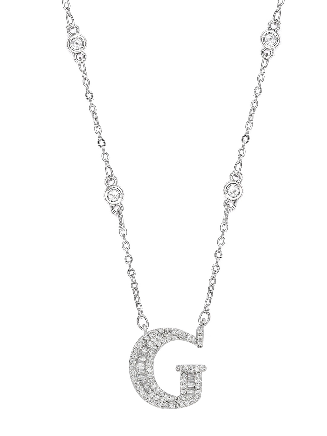 

Queen Be White Brass Silver-Plated Alphabet G Chain