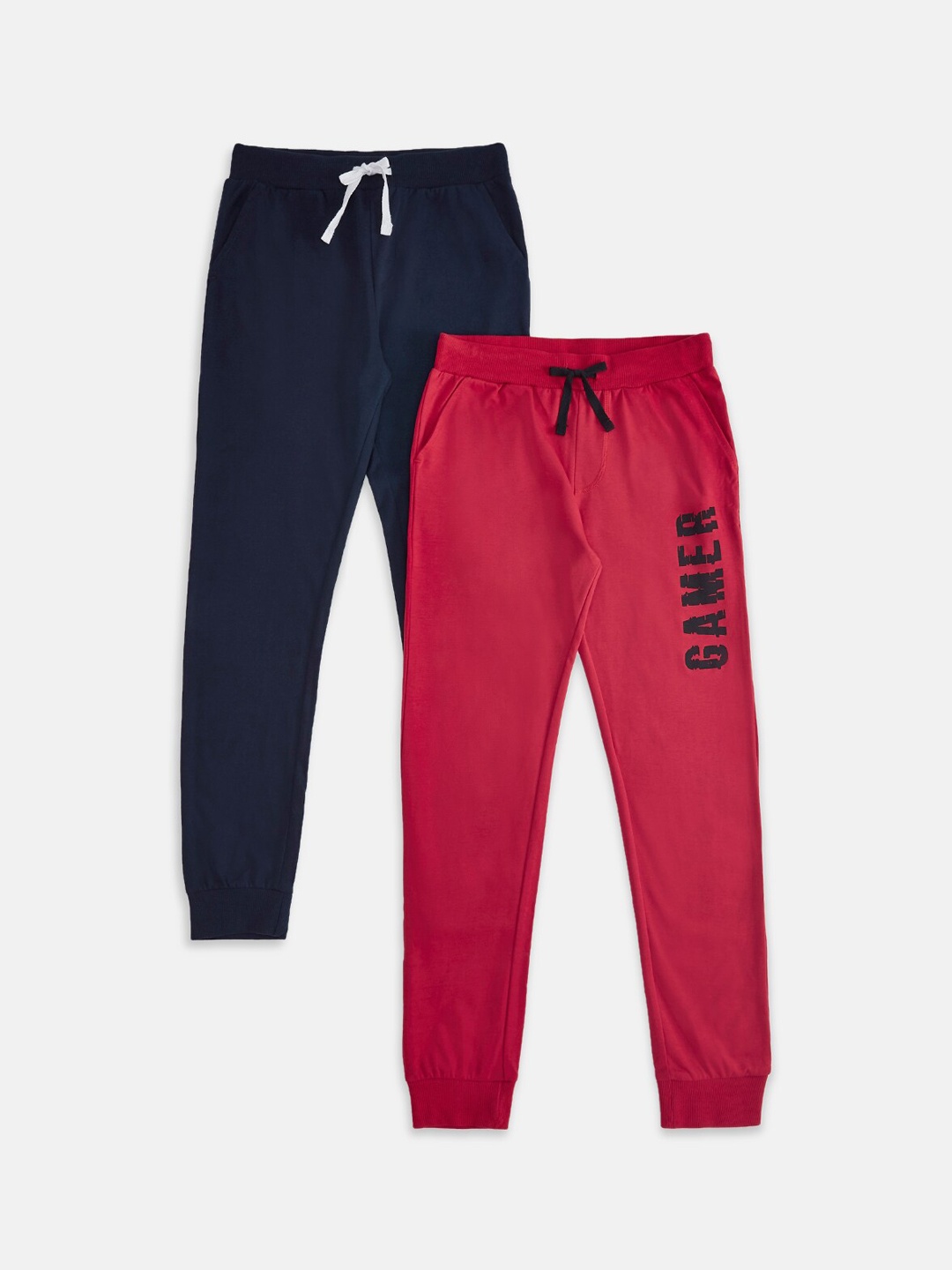 

Pantaloons Junior Boys Pack of 2 Pink & Navy Blue Solid Cotton Track Pant