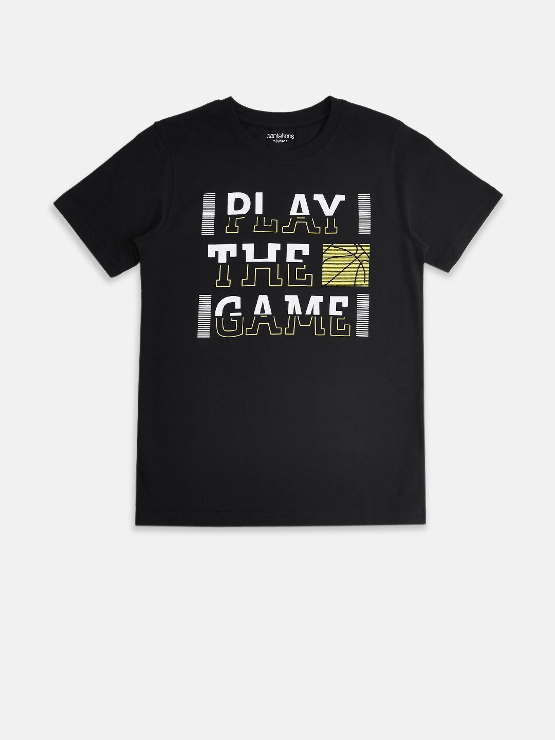 

Pantaloons Junior Boys Black Printed Cotton T-shirt