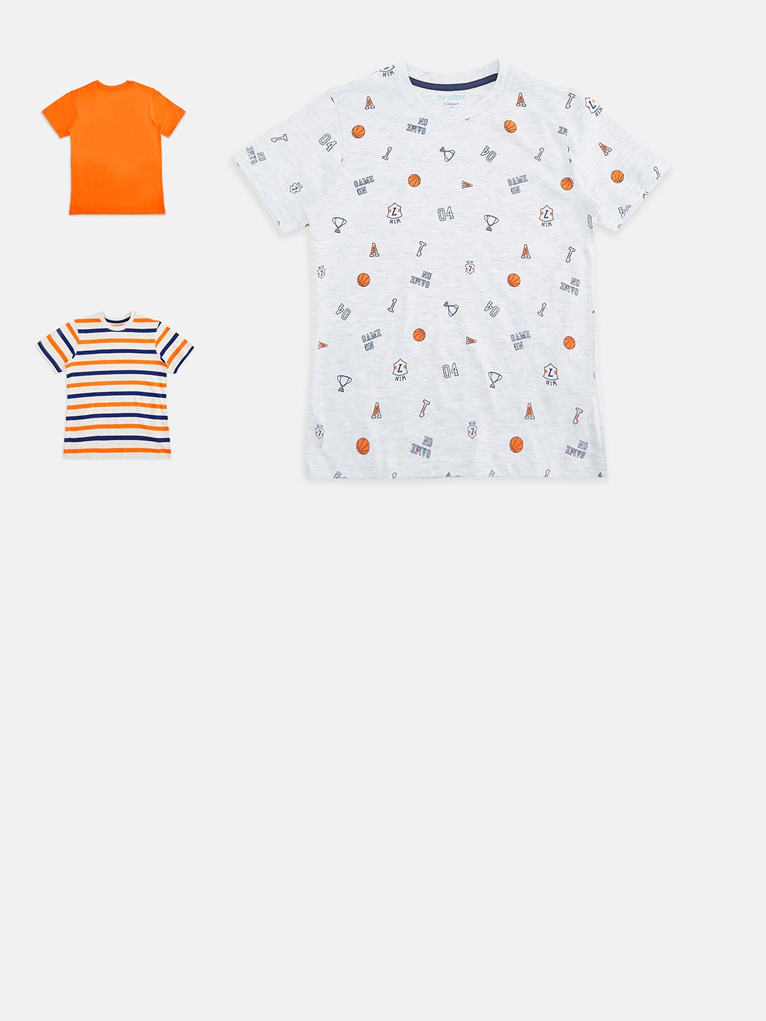 

Pantaloons Junior Boys Set of 3 Multicoloured Striped Cotton T-shirt, Multi