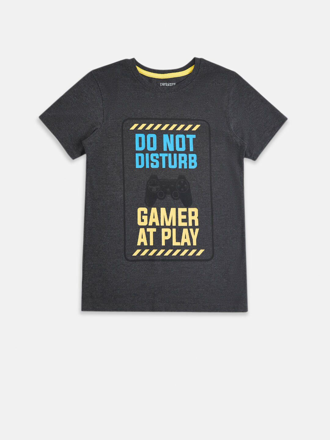 

Pantaloons Junior Boys Black Typography Printed Pure Cotton Regular Fit T-shirt