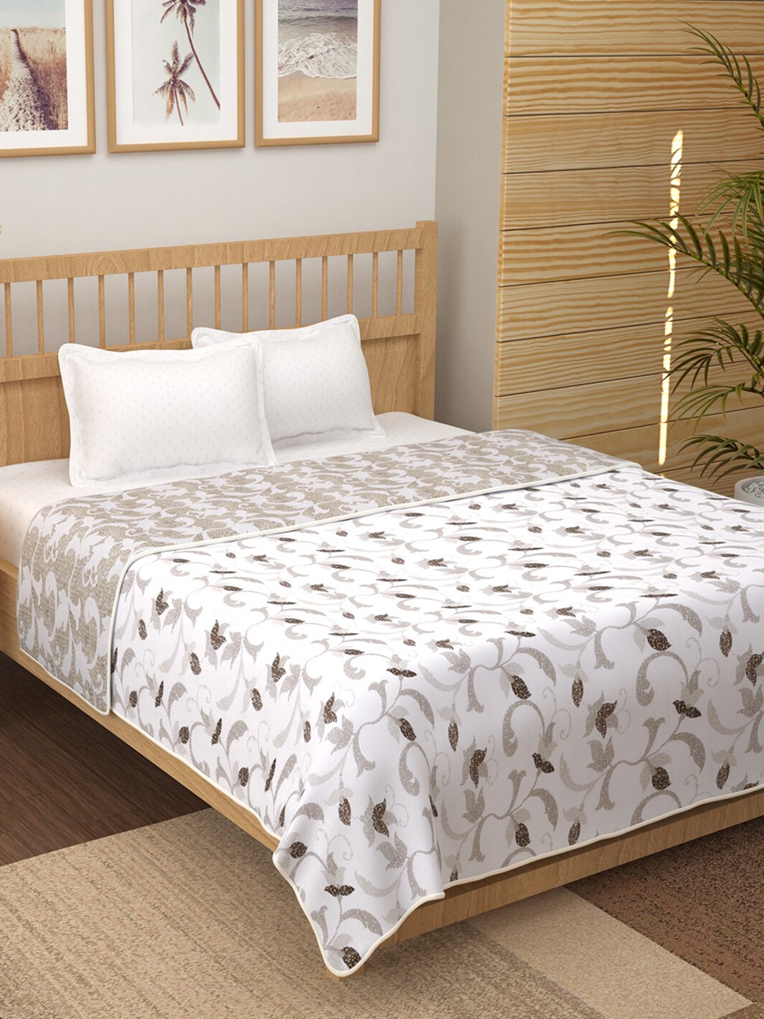 

Story@home Brown & White Floral AC Room 150 GSM Cotton Double Bed Dohar