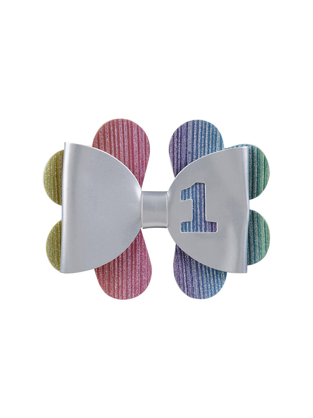 

Aye Candy Girls Silver-Toned & Blue Embellished First Birthday Alligator Hair Clip