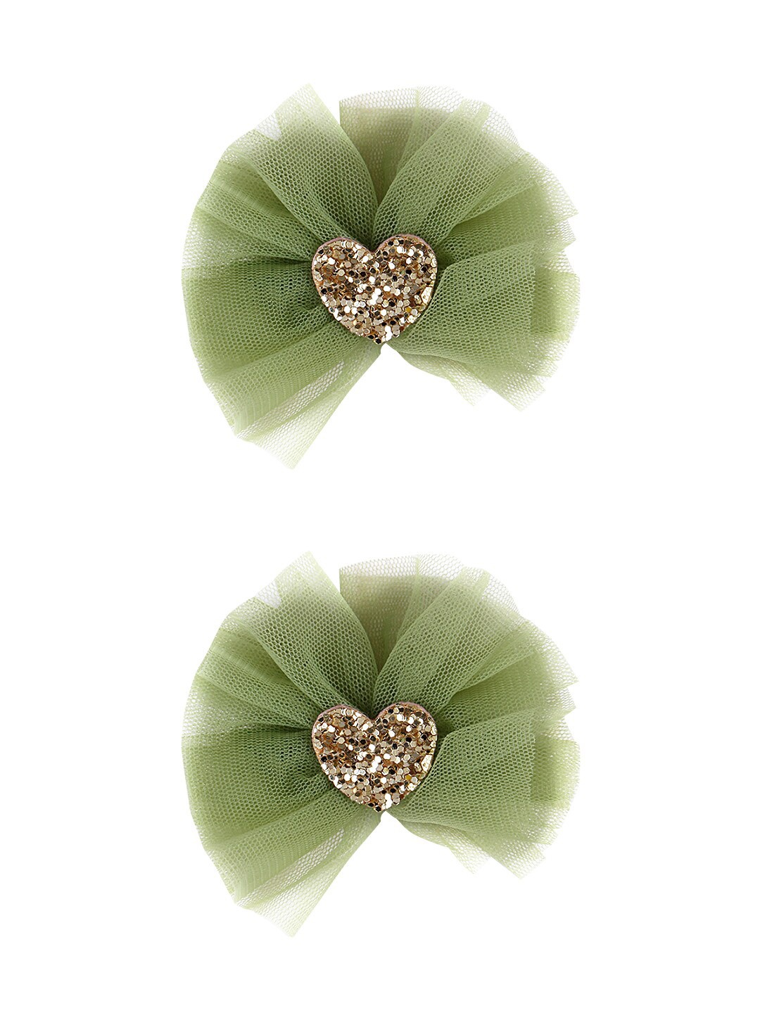 

Aye Candy Girls Green Set Of 2 Heart Embellished Alligator Hair Clips