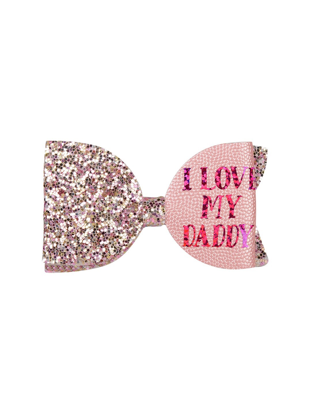 

Aye Candy Girls Gold-Toned & Pink I love My Daddy Embellished Bow Alligator Hair Clip