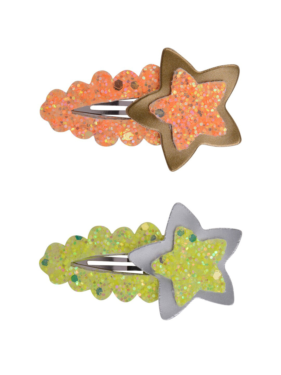 

Aye Candy Girls Lime Green & Orange Set of 2 Embellished Tic Tac Hair Clip