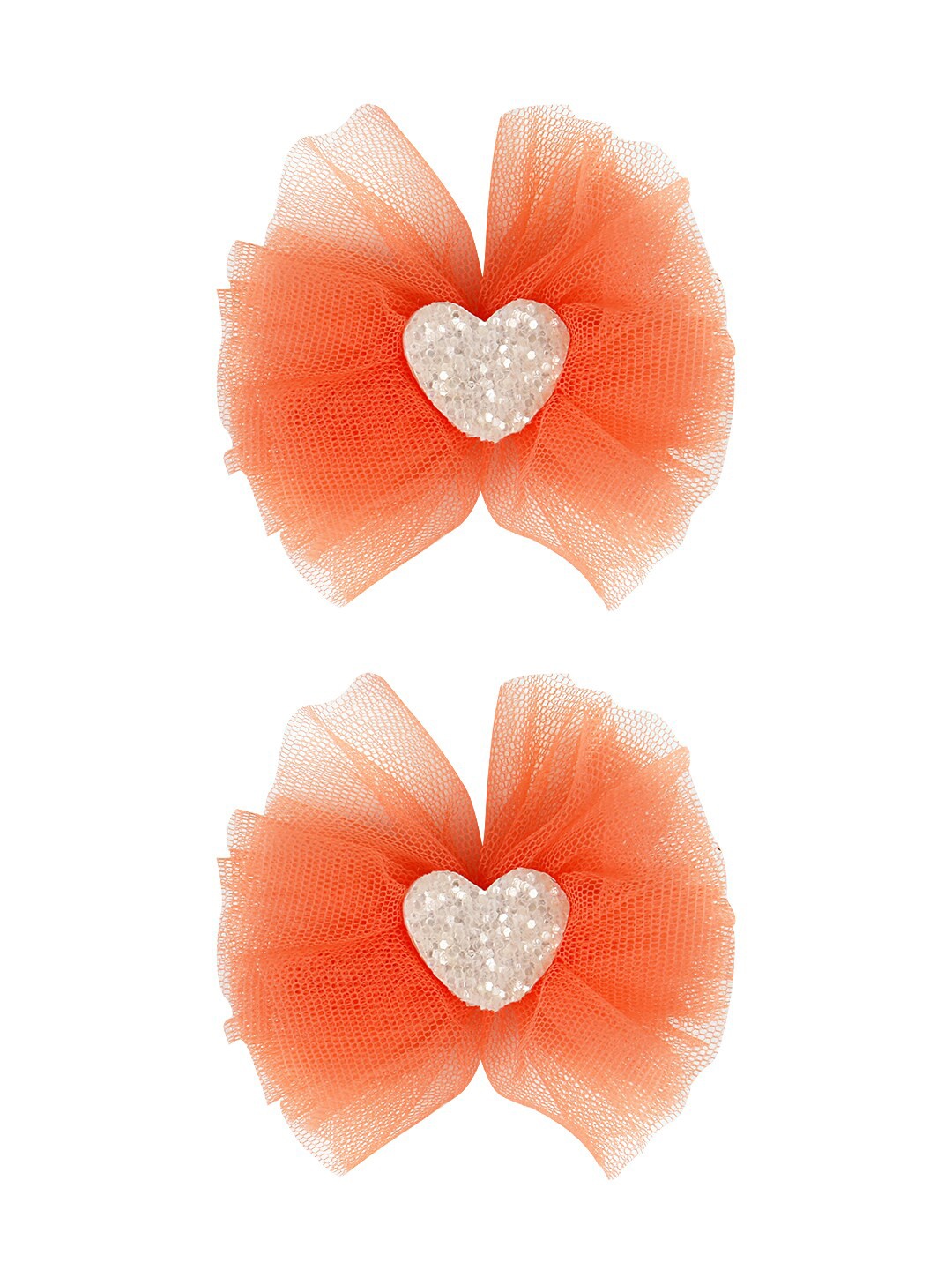 

Aye Candy Girls Orange & Silver-Toned Set of 2 Embellished Alligator Hair Clips