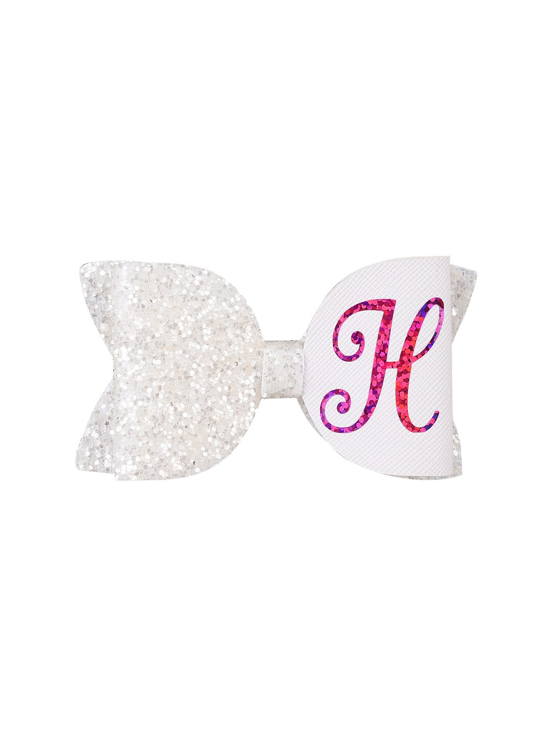 

Aye Candy Girls White & Silver-Toned Embellished Initial H Alligator Hair Clip