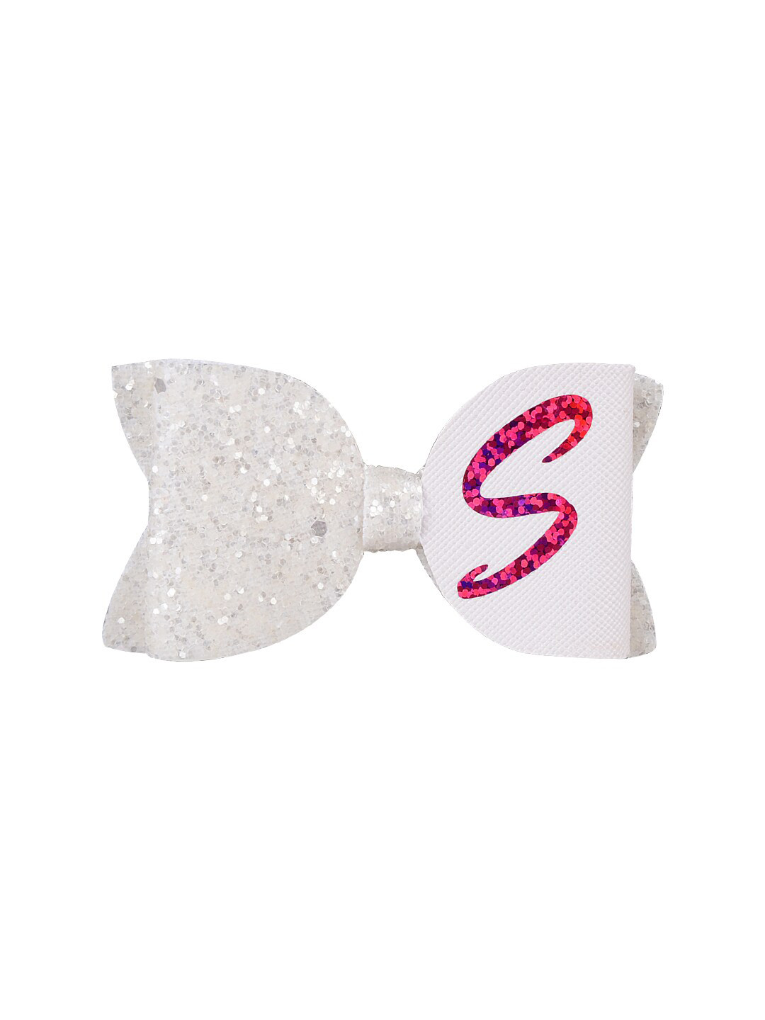 

Aye Candy Girls White & Pink S Alphabet Embellished Alligator Hair Clip