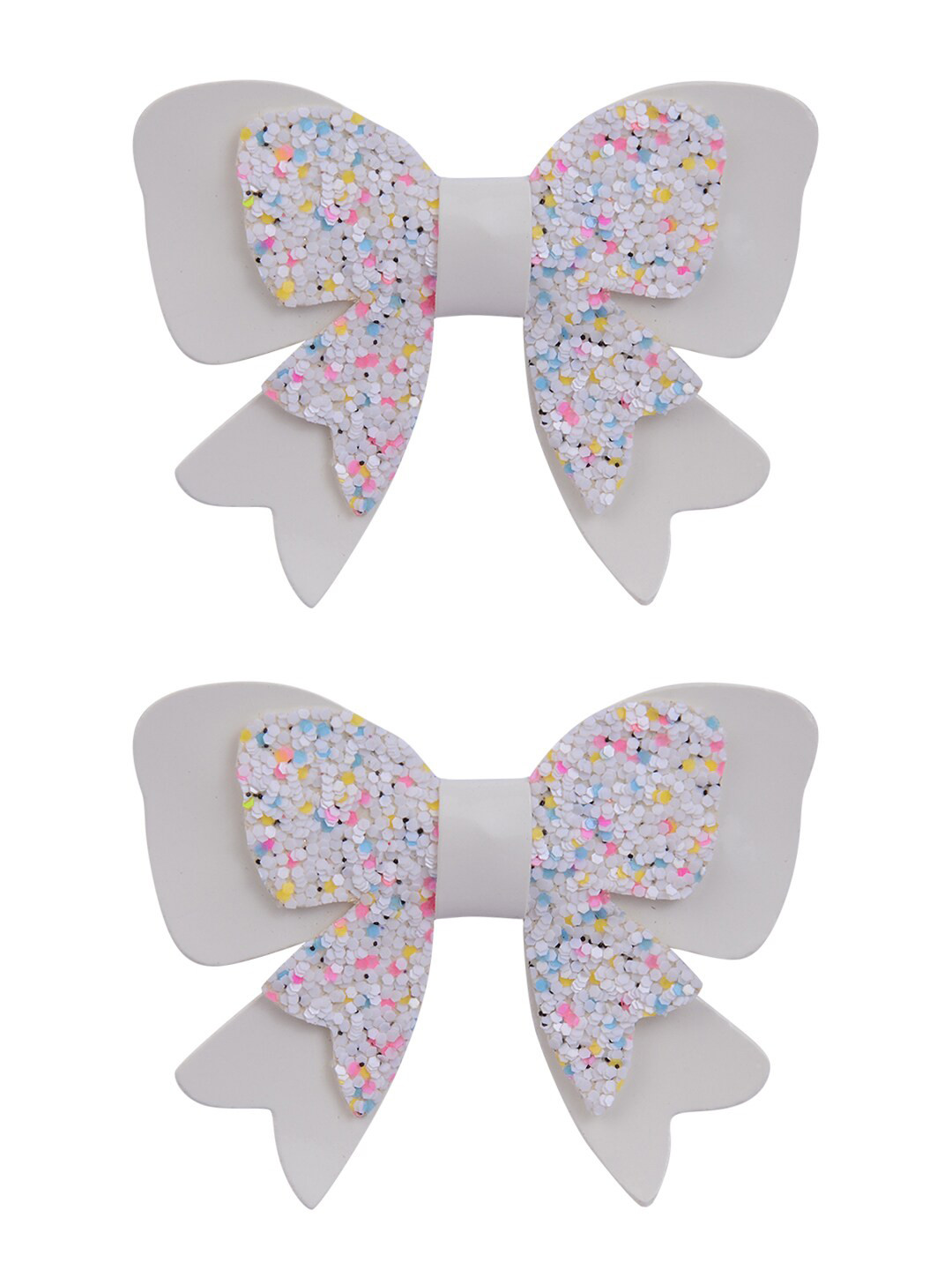 

Aye Candy Girls White & Multi Color Set Of 2 Bow Shaped Embellished Alligator Hair Clips