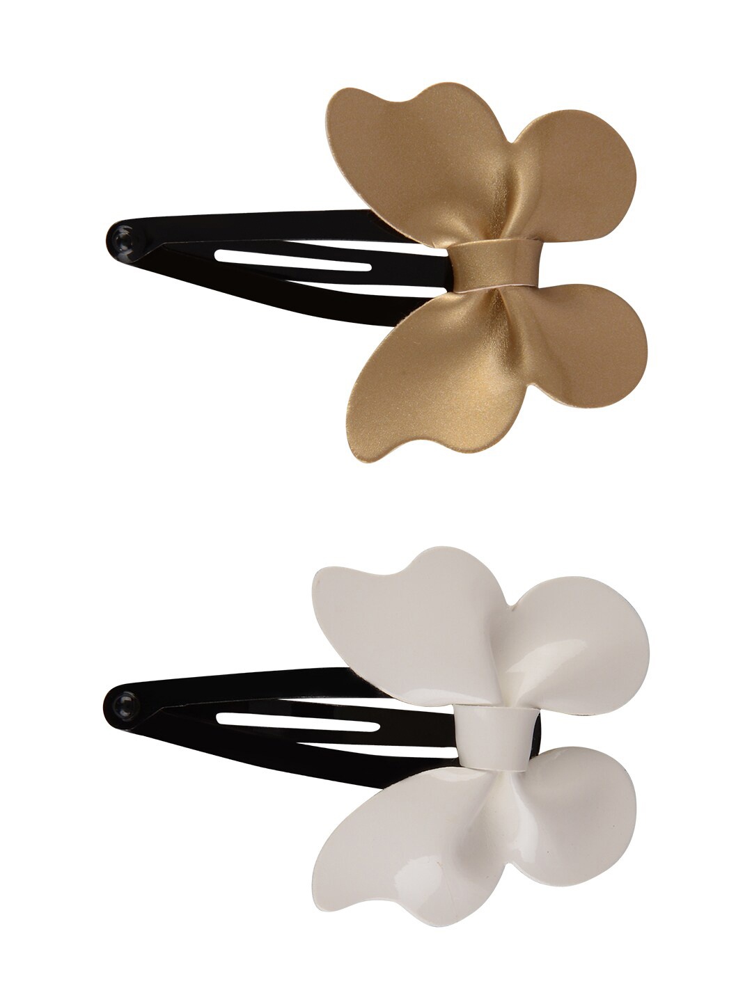 

Aye Candy Girls White & Gold-Toned Set of 2 Embellished Tic Tac Hair Clip