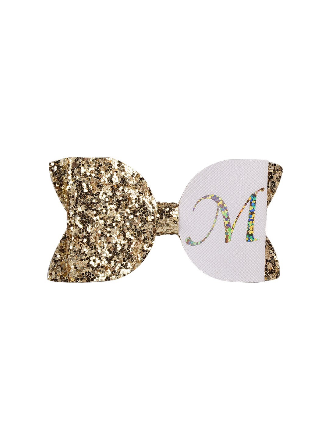 

Aye Candy Girls Gold-Toned & White M Alphabet Embellished Alligator Hair Clip
