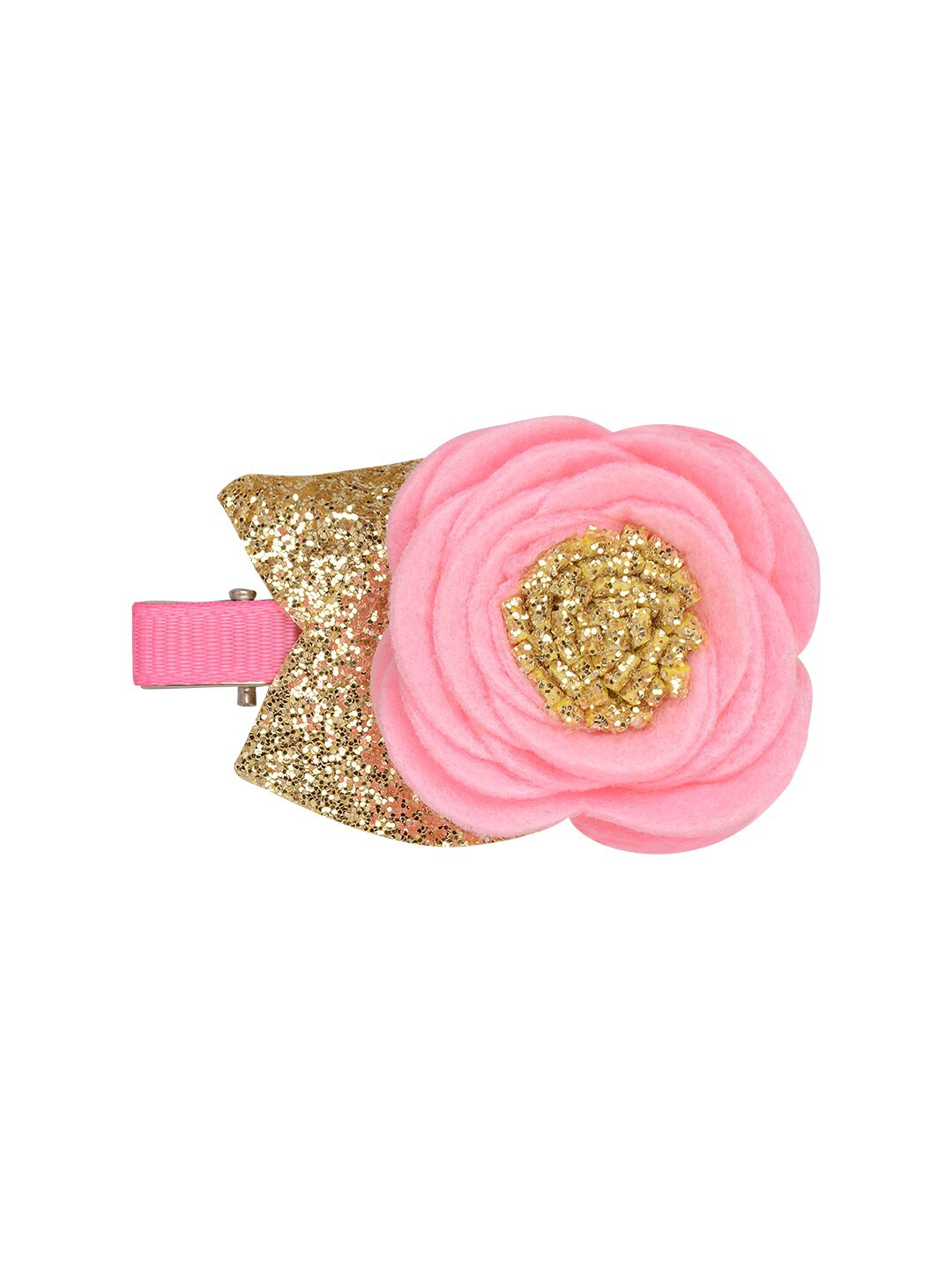 

Aye Candy Girls Pink & Gold-Toned Embellished Rose Alligator Hair Clip