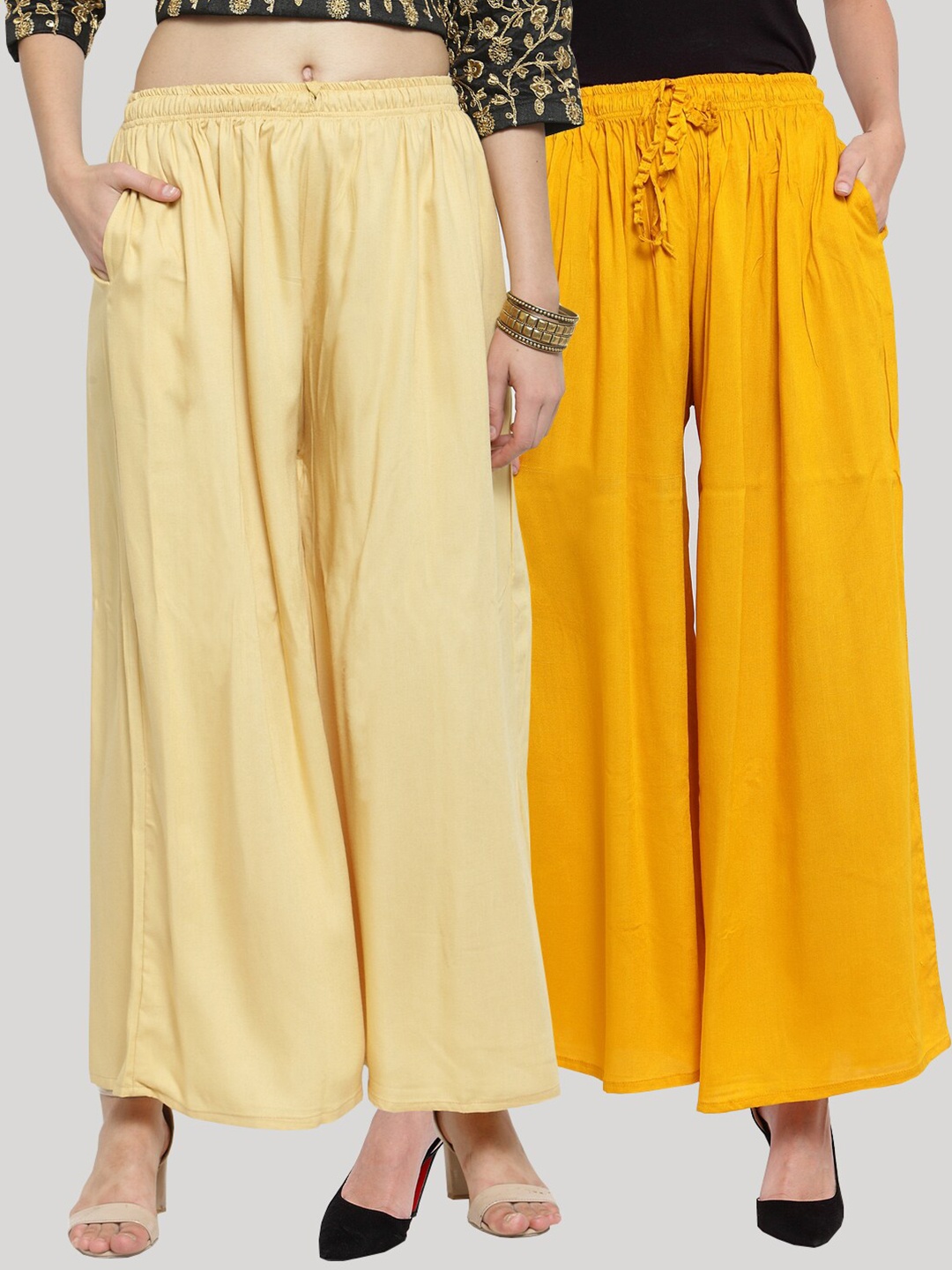 

Clora Creation Women Set of 2 Multi Palazzos, Yellow