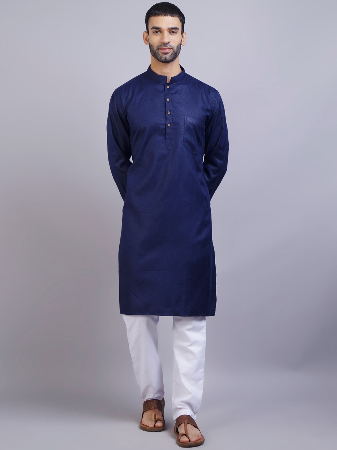 

GRACIT Men Navy Blue Kurta with Pyjamas