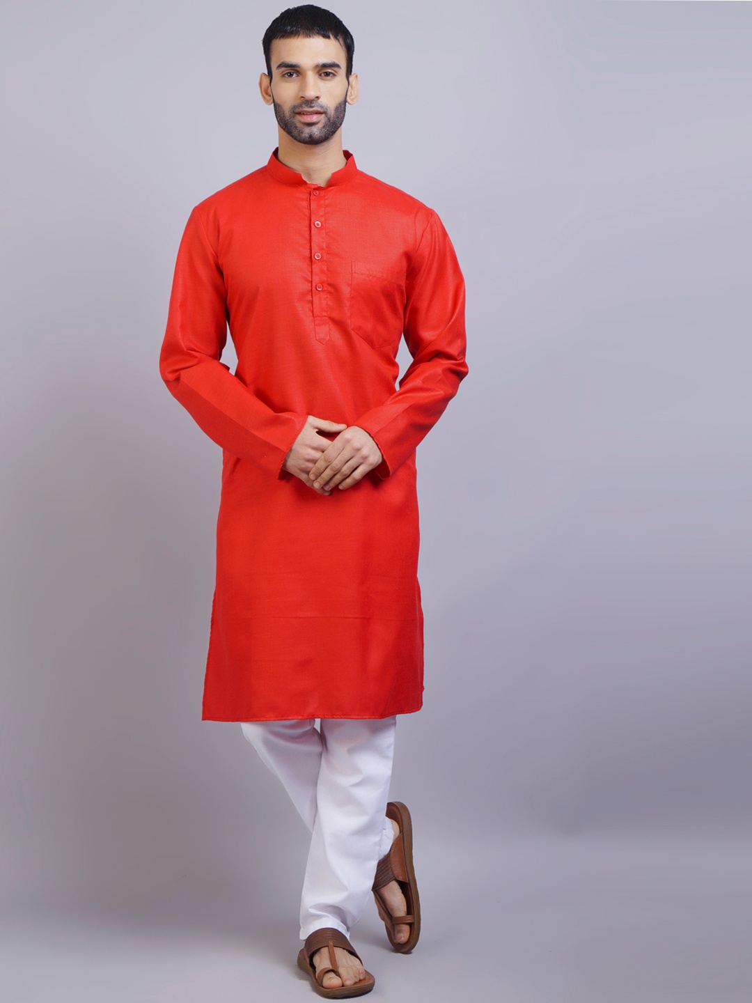 

GRACIT Men Red & White Kurta with Pyjamas