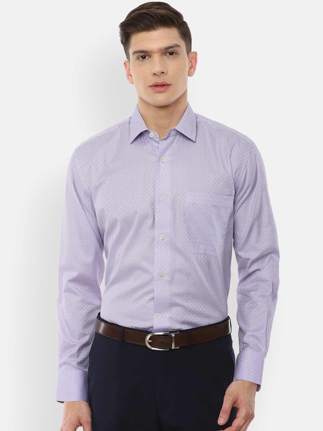 

Luxure by Louis Philippe Men Purple Textured Pure Cotton Formal Shirt