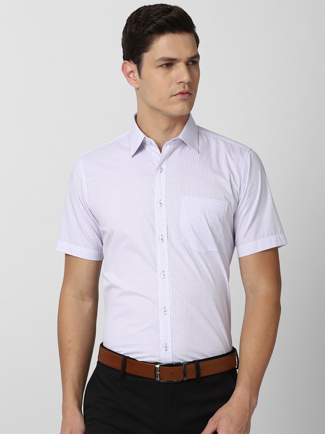 

Van Heusen Men Blue Slim Fit Checked Formal Shirt