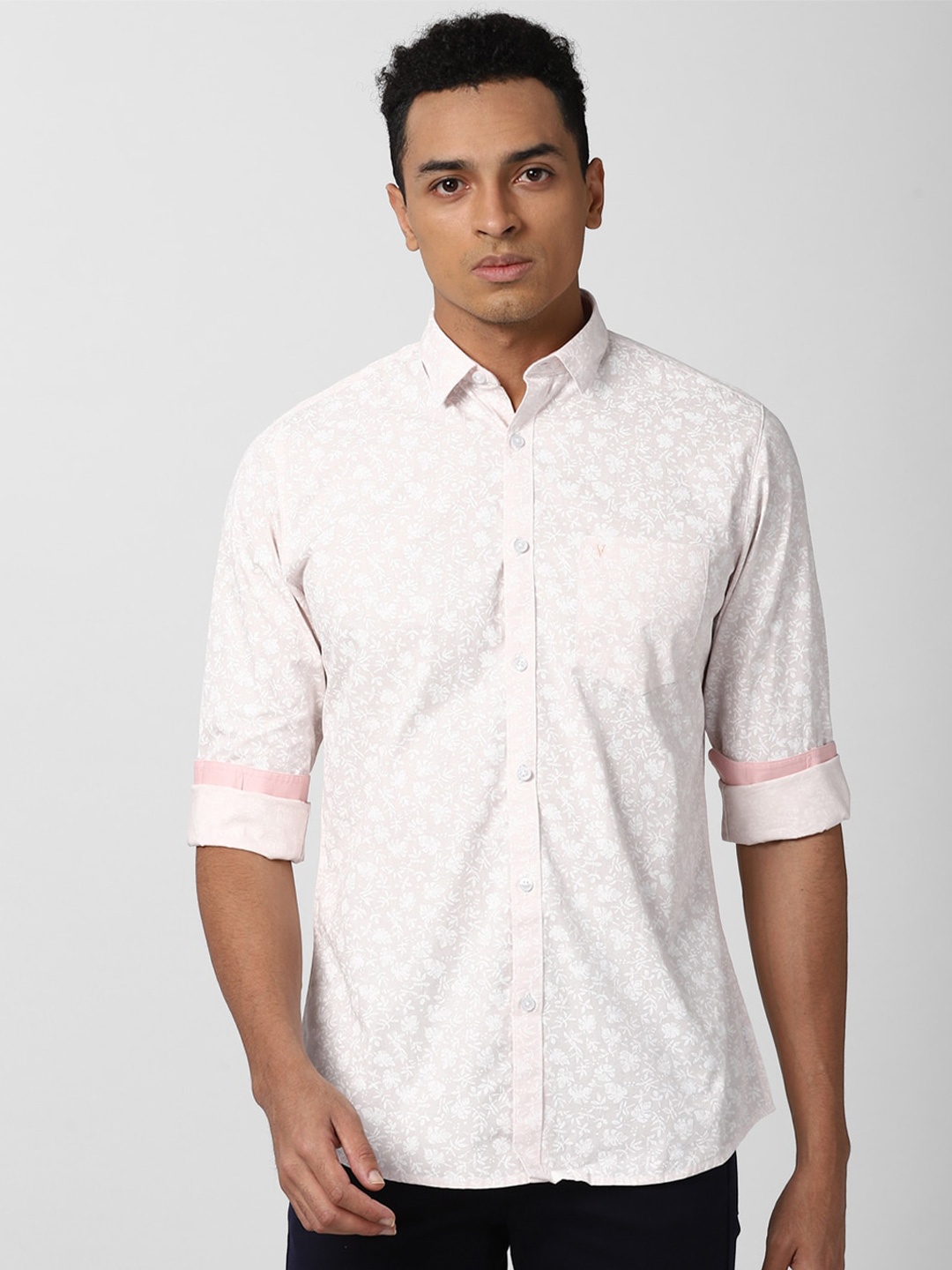 

Van Heusen Sport Men Pink Slim Fit Floral Printed Pure Cotton Formal Shirt