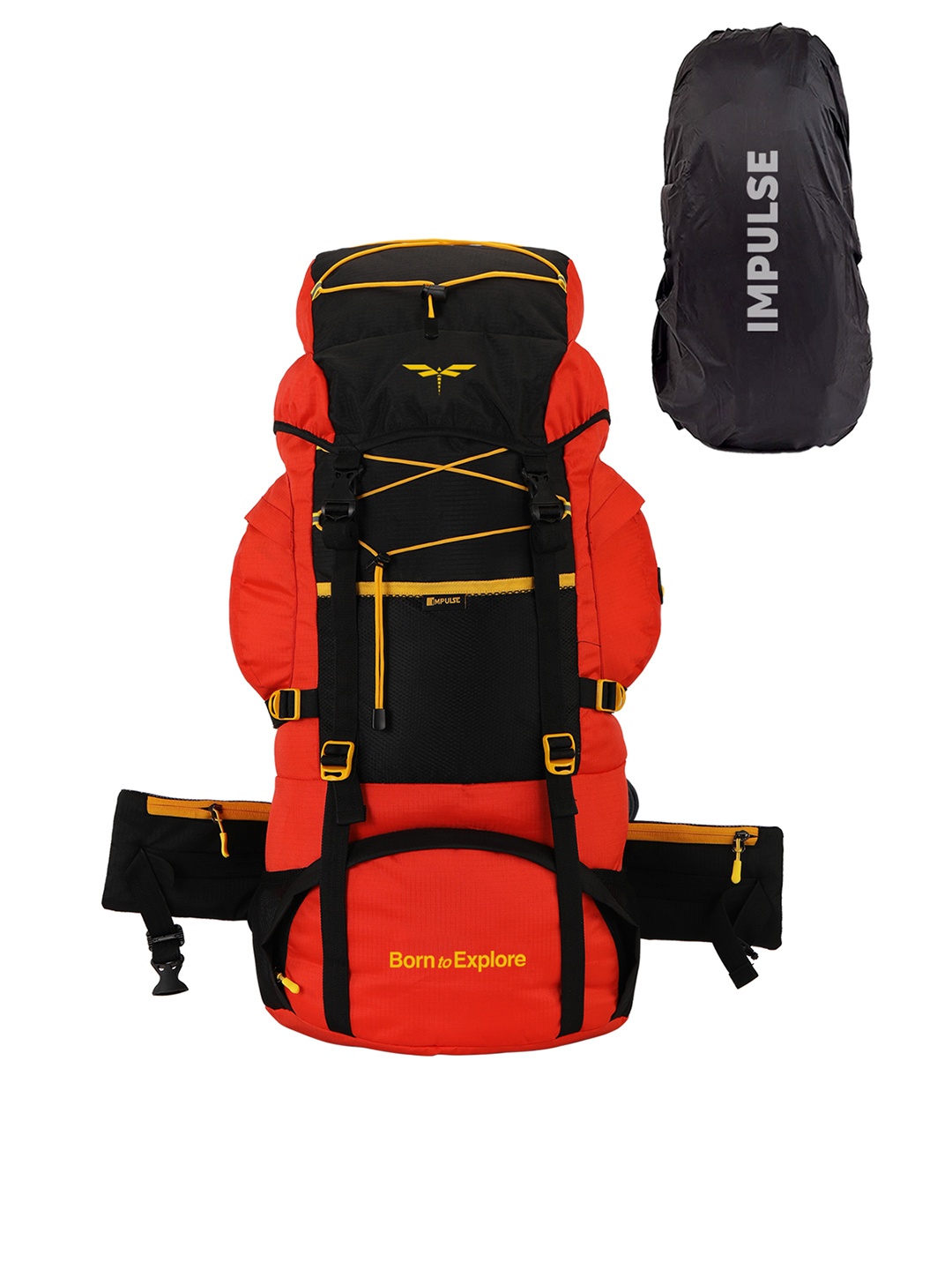 

Impulse Orange & Black Colourblocked Banyan 75 Litres Waterproof Rucksack