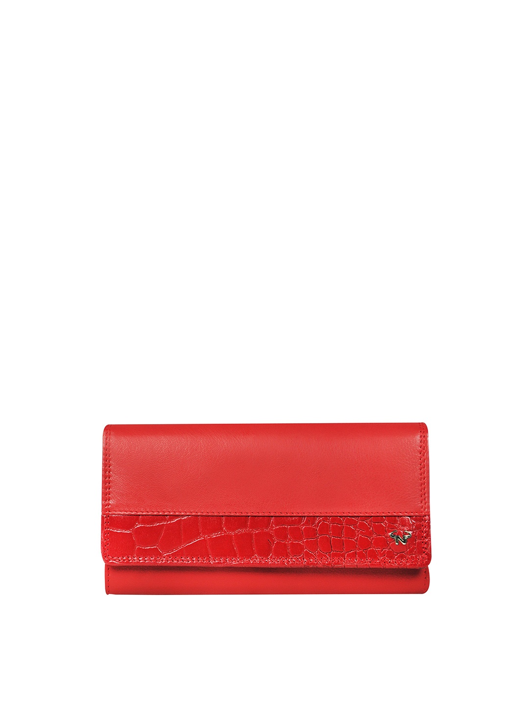 

CALFNERO Women Colourblocked Leather Three Fold Wallet, Red