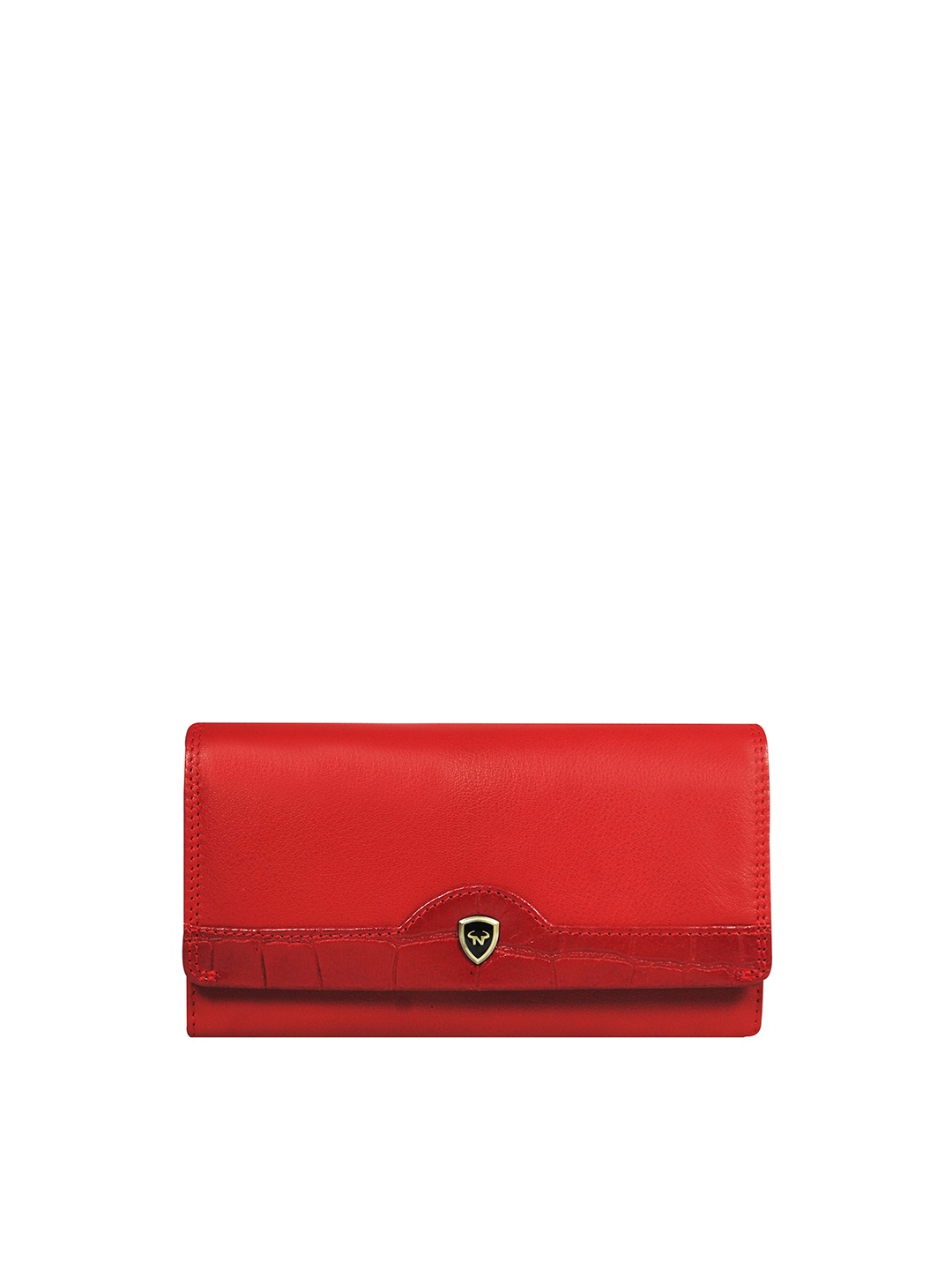 

CALFNERO Women Colourblocked Leather Three-Fold Wallet, Red