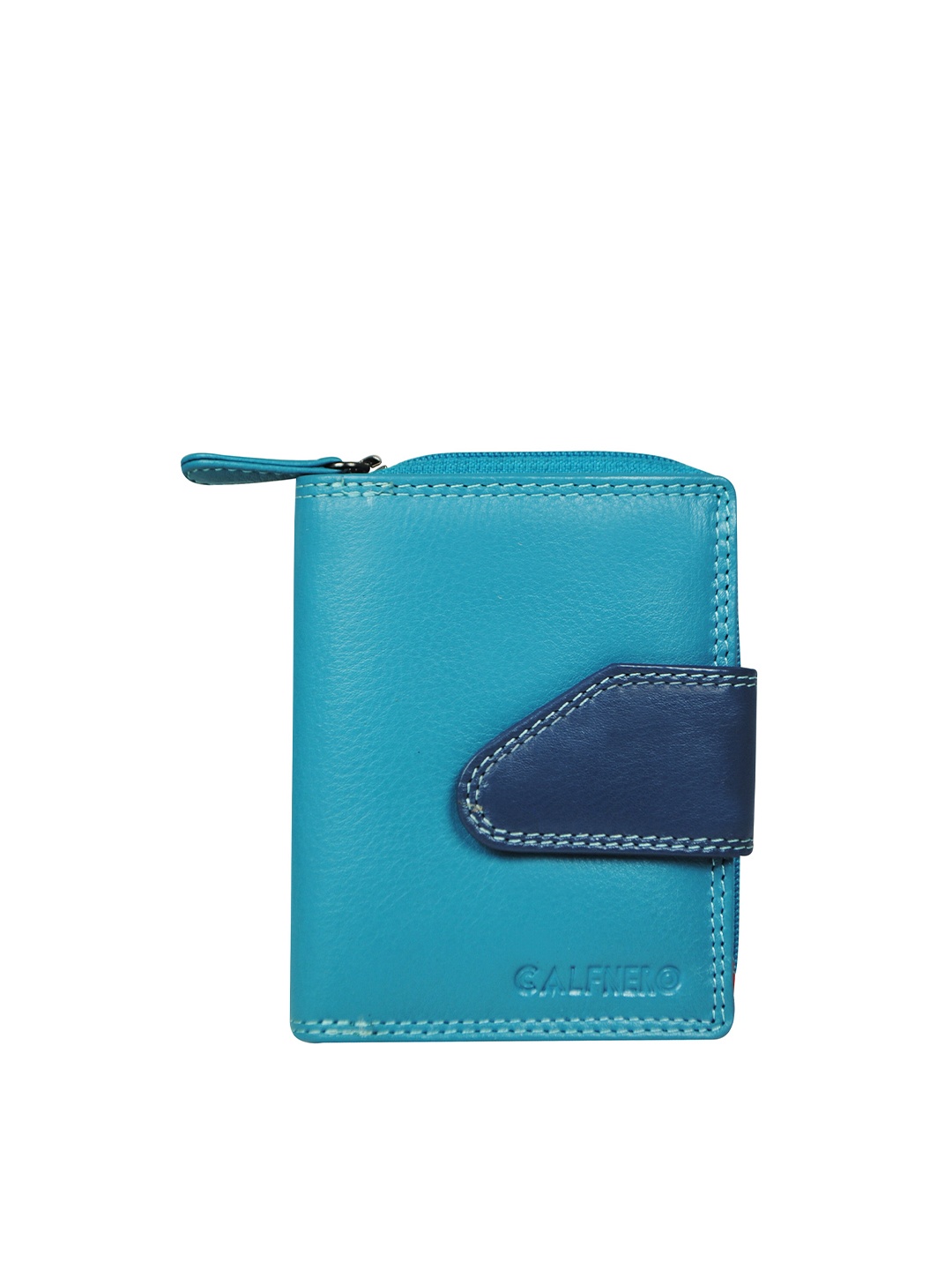

CALFNERO Turquoise Blue Foldover Clutch