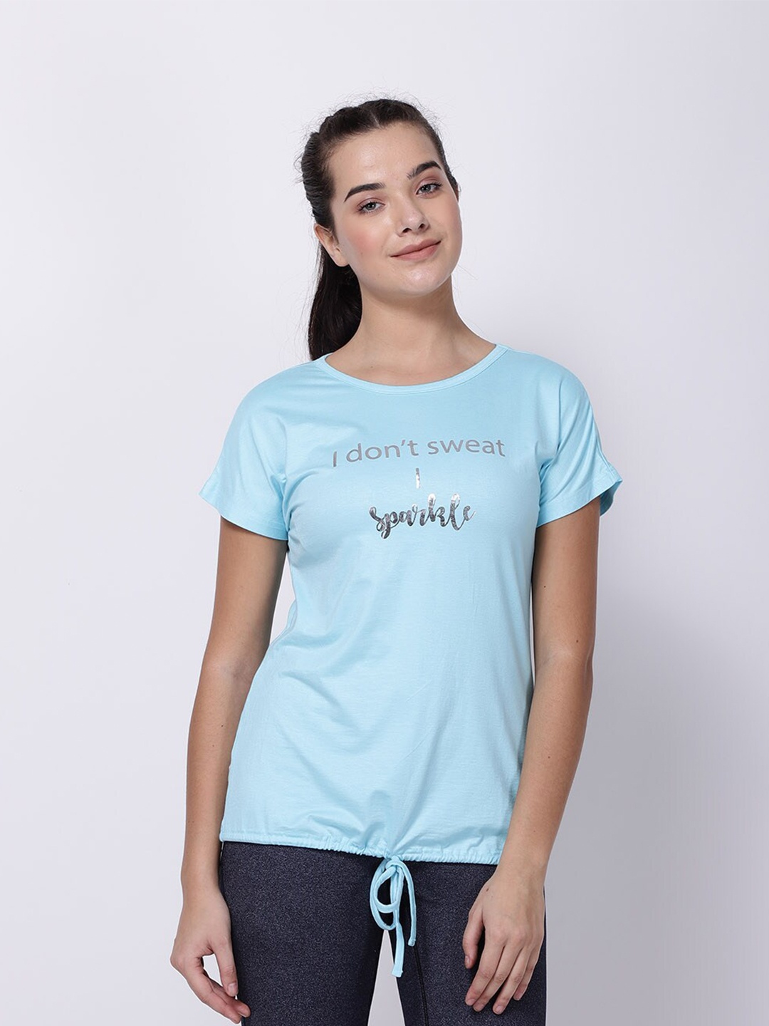 

STUDIOACTIV Women Blue Typography Printed T-shirt
