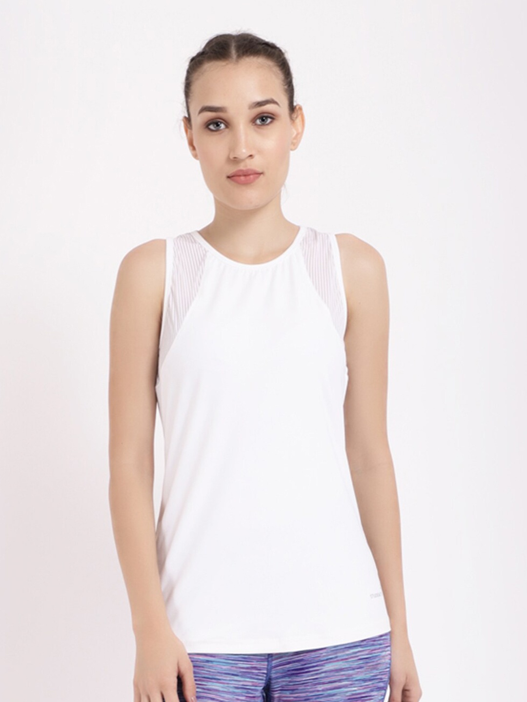 

STUDIOACTIV Women White Self Design Sports T-shirt