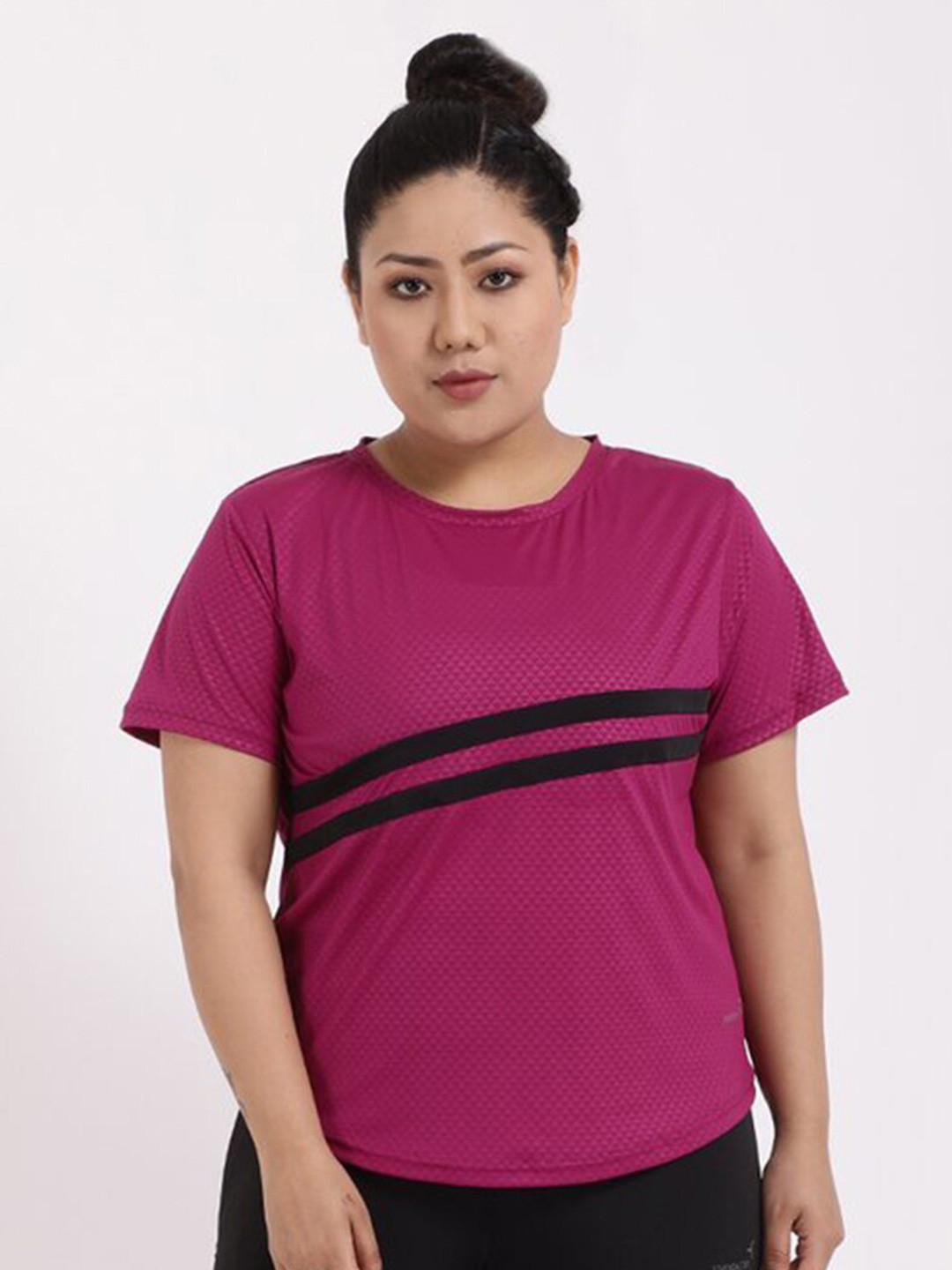 

STUDIOACTIV Women Purple Striped T-shirt
