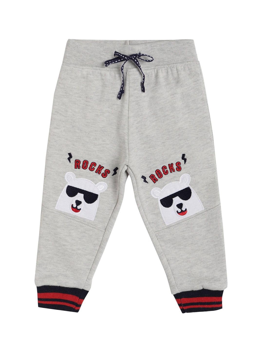 

Bodycare Kids Boys Grey & Maroon Graphic Printed Cotton Joggers