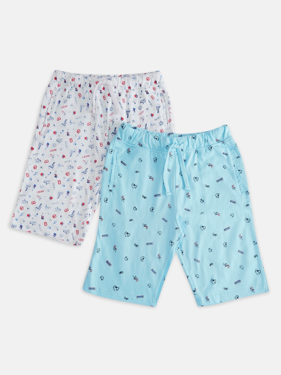 

Pantaloons Junior Boys Pack Of 2 Grey Printed Cotton Shorts