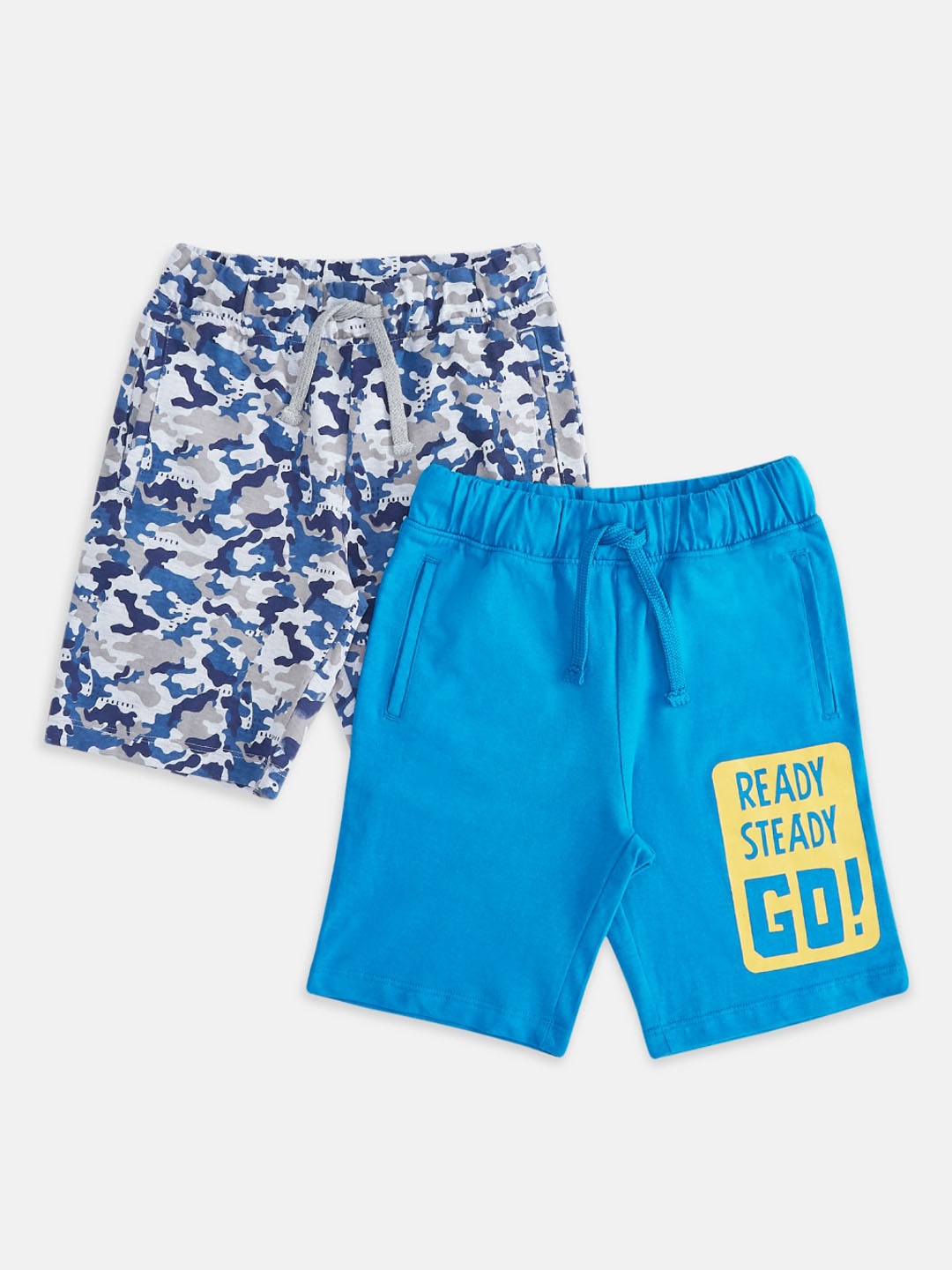 

Pantaloons Junior Boys Set of 2 Printed Cotton Shorts, Blue