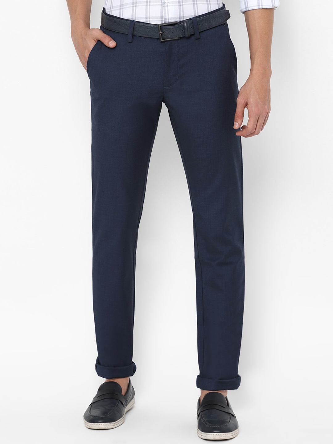 

Allen Solly Men Navy Blue Slim Fit Trousers