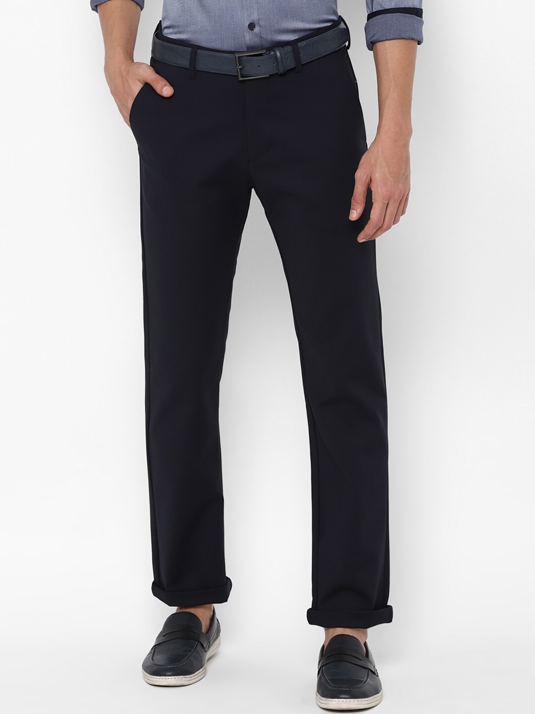 

Allen Solly Men Navy Blue Regular Trousers