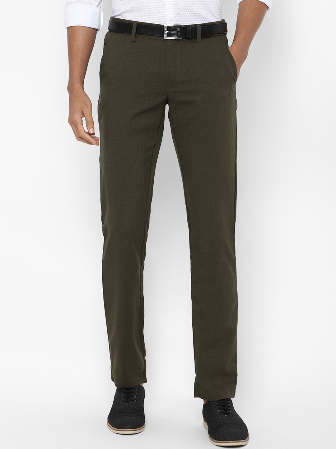

Allen Solly Men Olive Green Slim Fit Formal Trousers