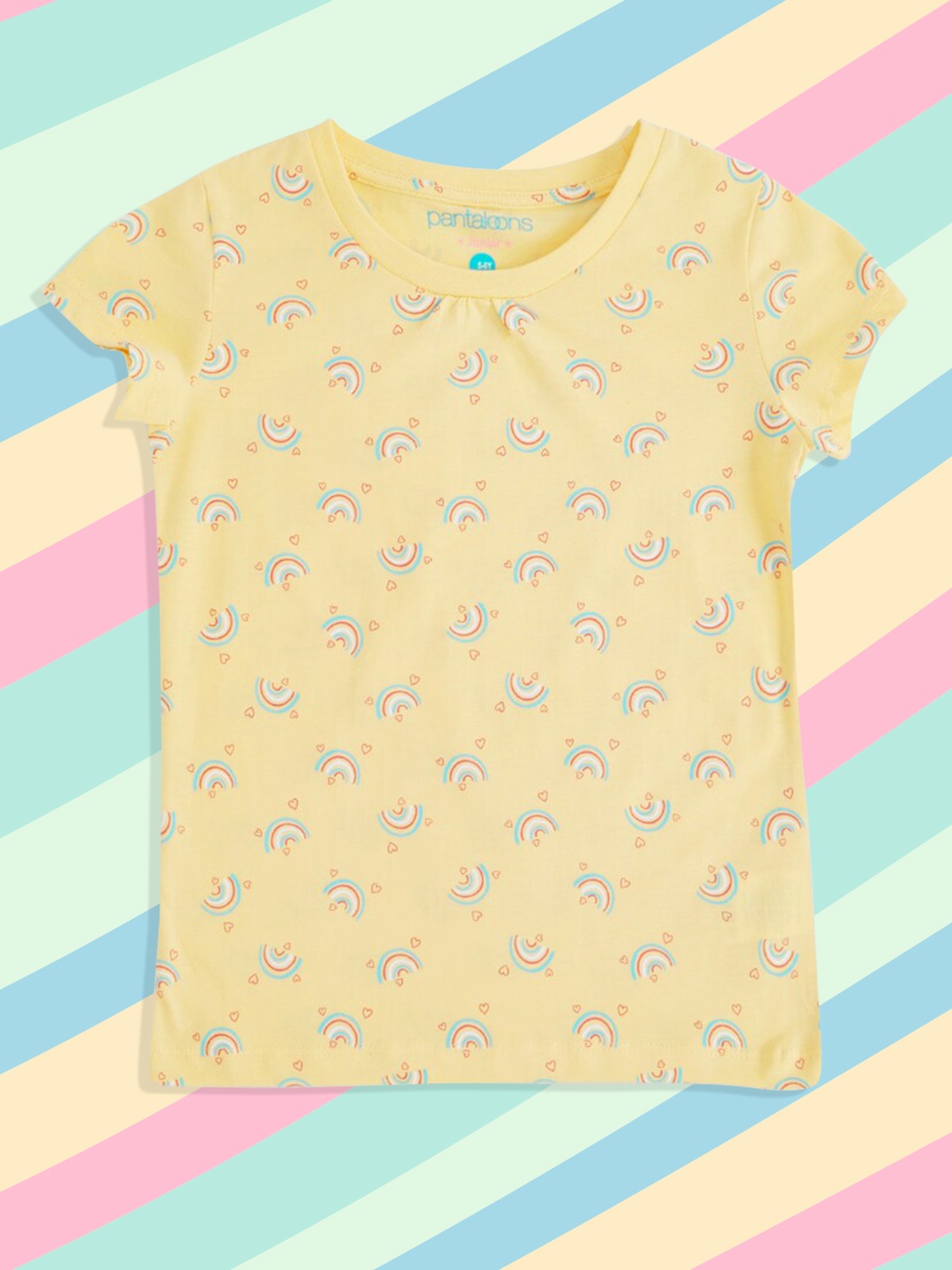 

Pantaloons Junior Girls Yellow Printed Pure Cotton T Shirt