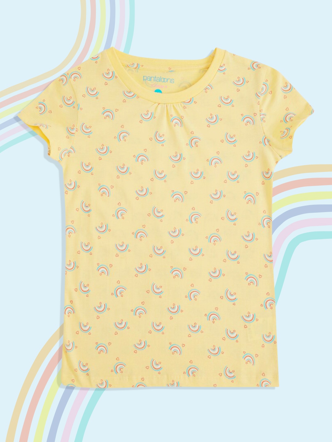 

Pantaloons Junior Girls Yellow Printed T-shirt