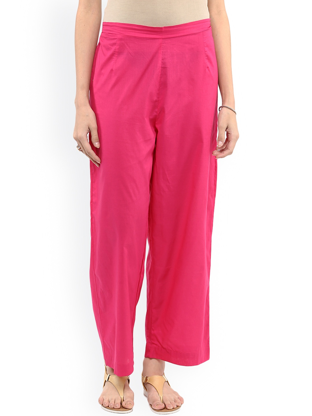 

Pannkh Women Pink Straight Fit Palazzos