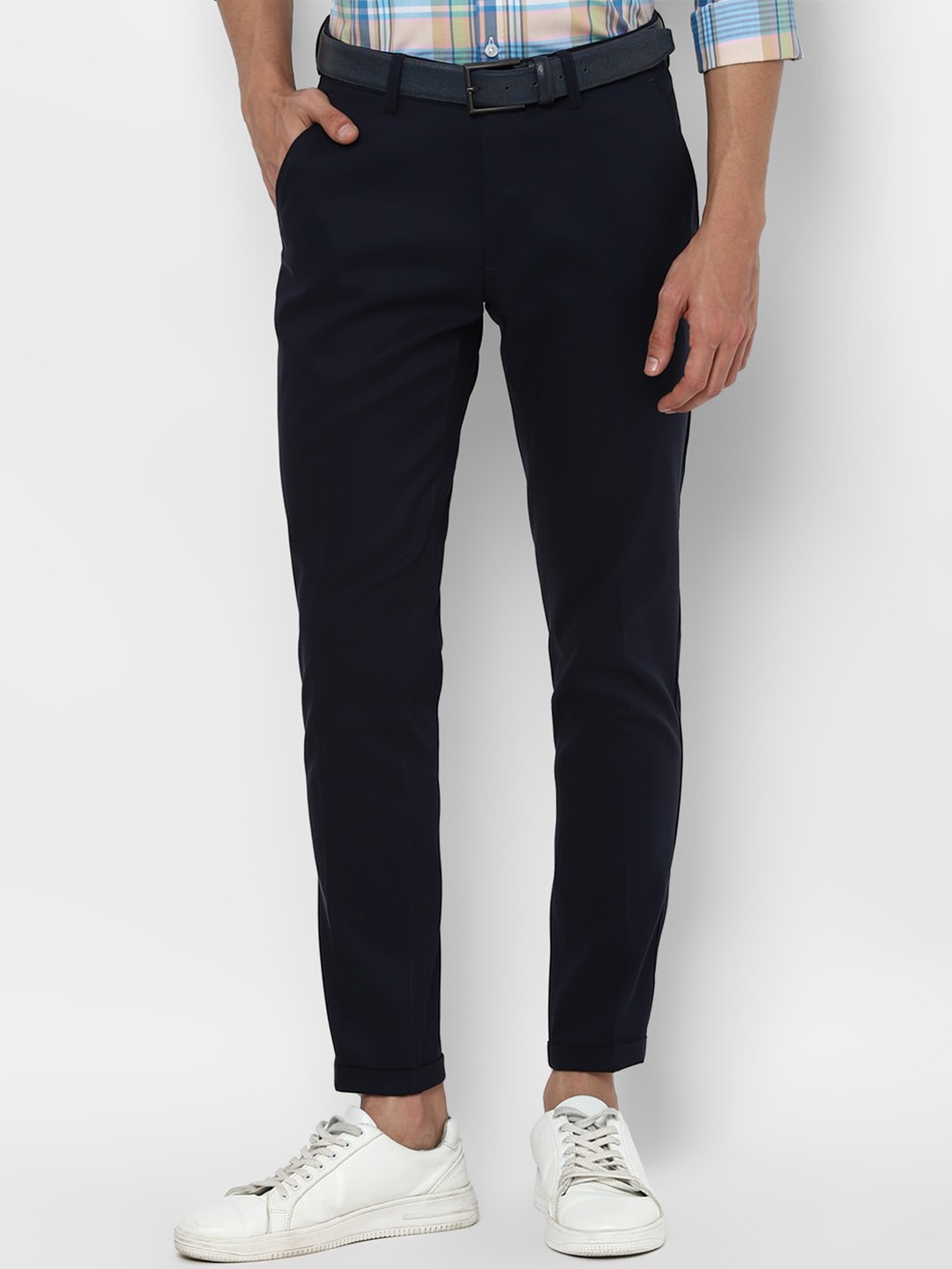 

SIMON CARTER LONDON Men Navy Blue Slim Fit Trousers