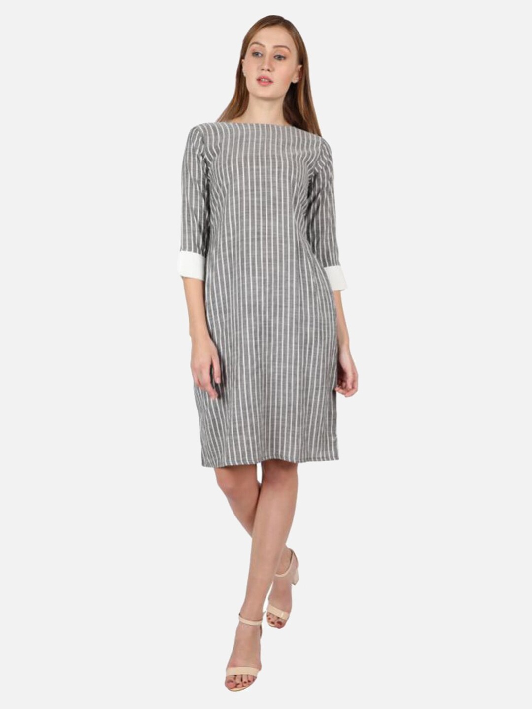 

SALWAR STUDIO Grey Checked Sheath Dress