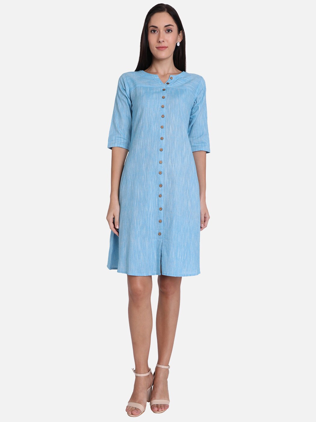 

SALWAR STUDIO Blue A-Line Cotton Dress