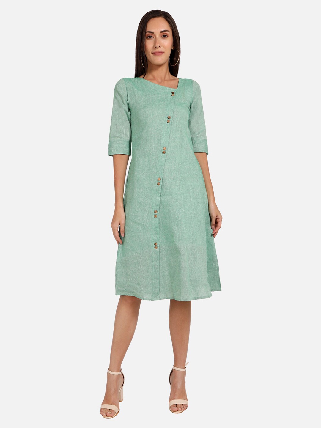 

SALWAR STUDIO Green A-Line Cotton Dress