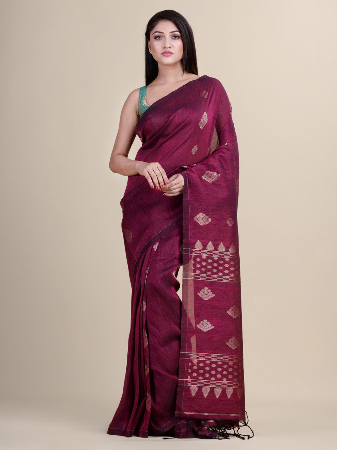 

Laa Calcutta Purple Woven Design Saree