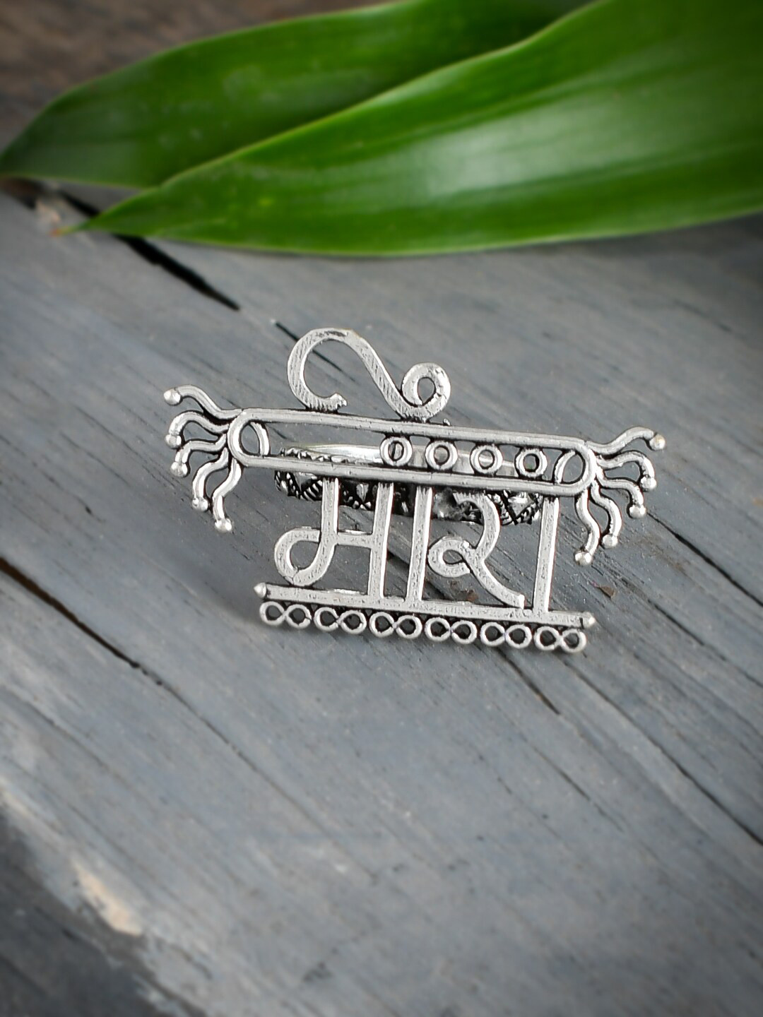 

Silvermerc Designs Silver-Toned & Plated Oxidised Ring