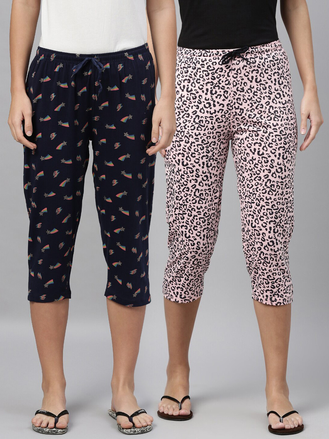 

Kryptic Women Pack of 2 Printed Capris, Navy blue