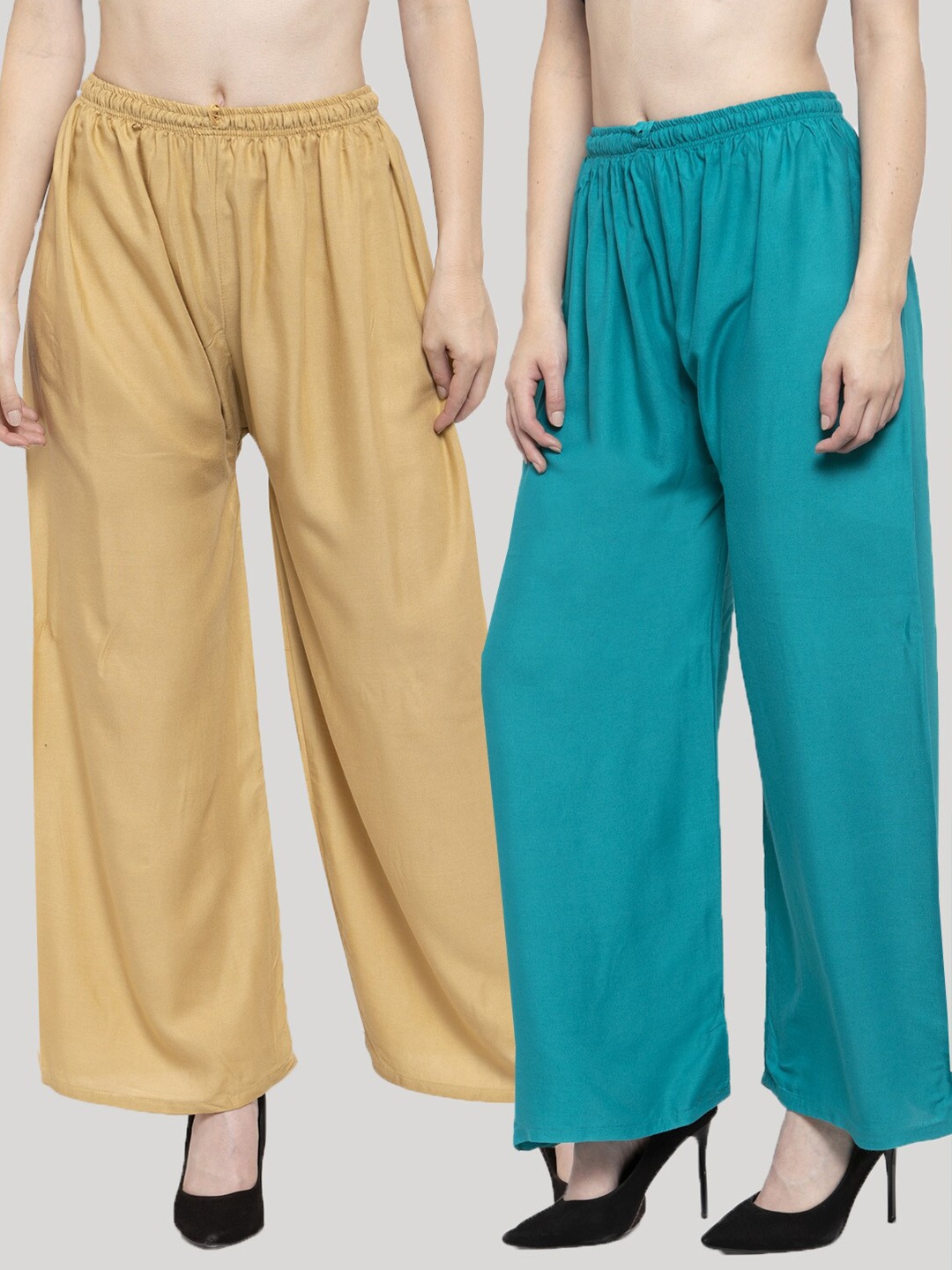 

Clora Creation Women Pack of 2 Blue & Beige Knitted Ethnic Palazzos