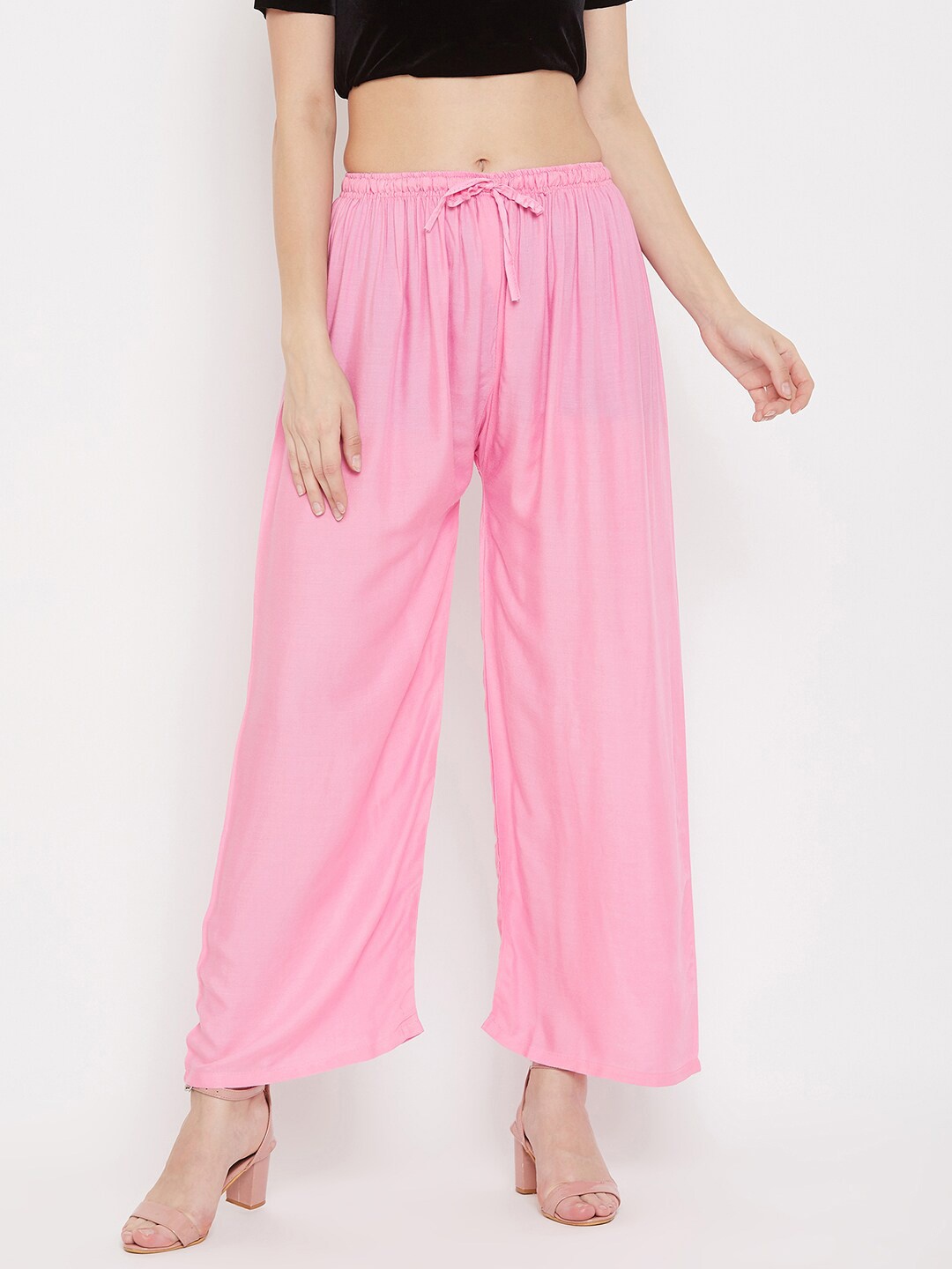 

Clora Creation Women Pink Knitted Ethnic Palazzos