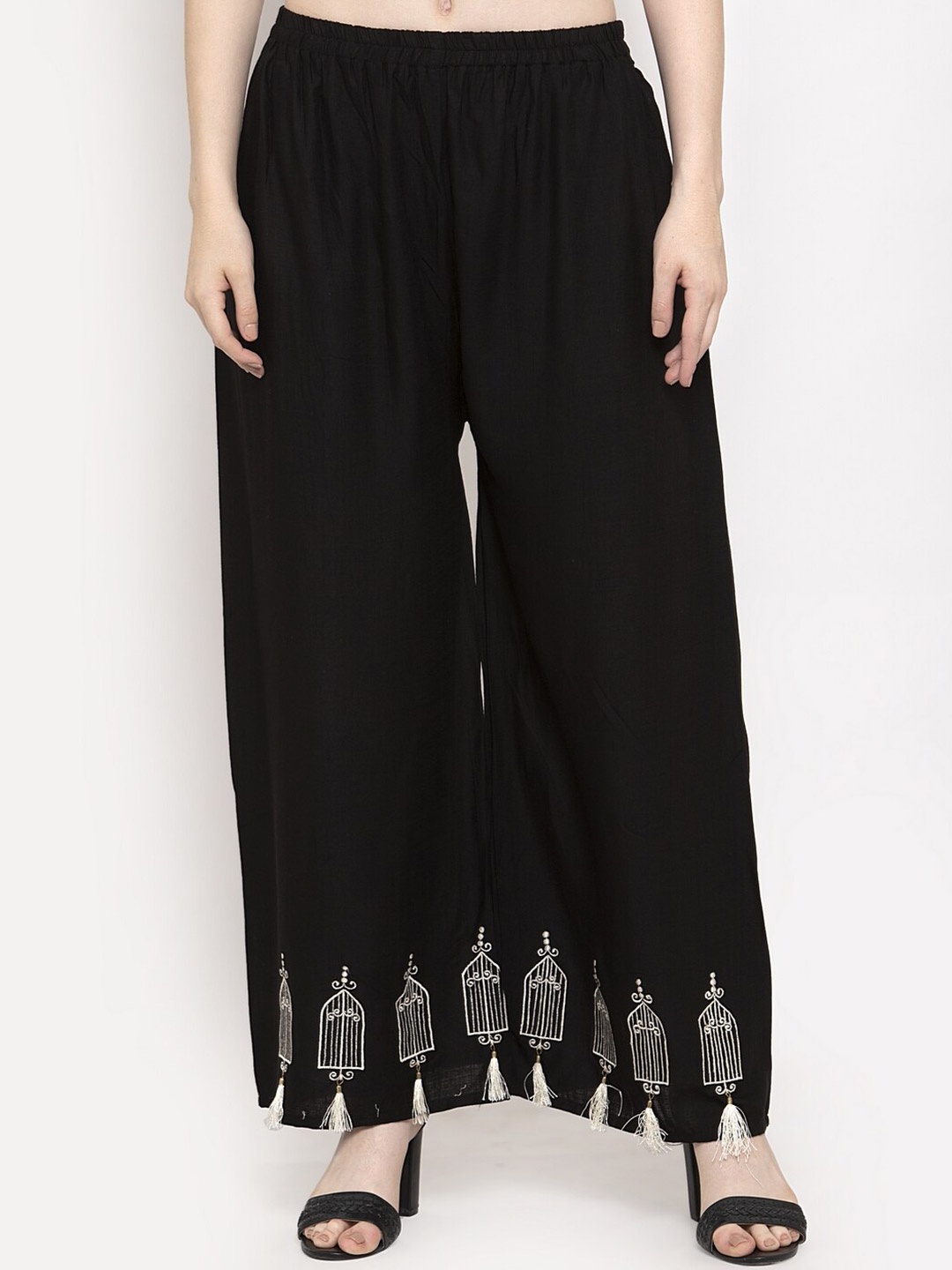

Clora Creation Women Black Solid Straight Fit Palazzos