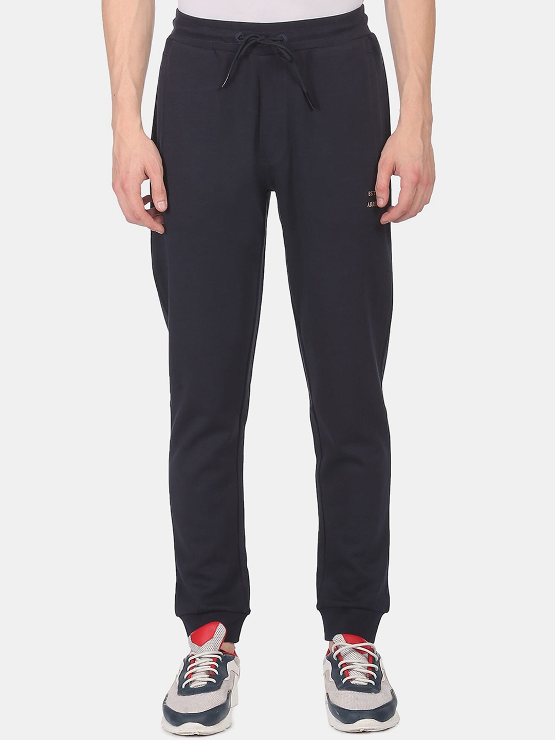 

Arrow Men Blue Solid Straight-Fit Cotton Joggers